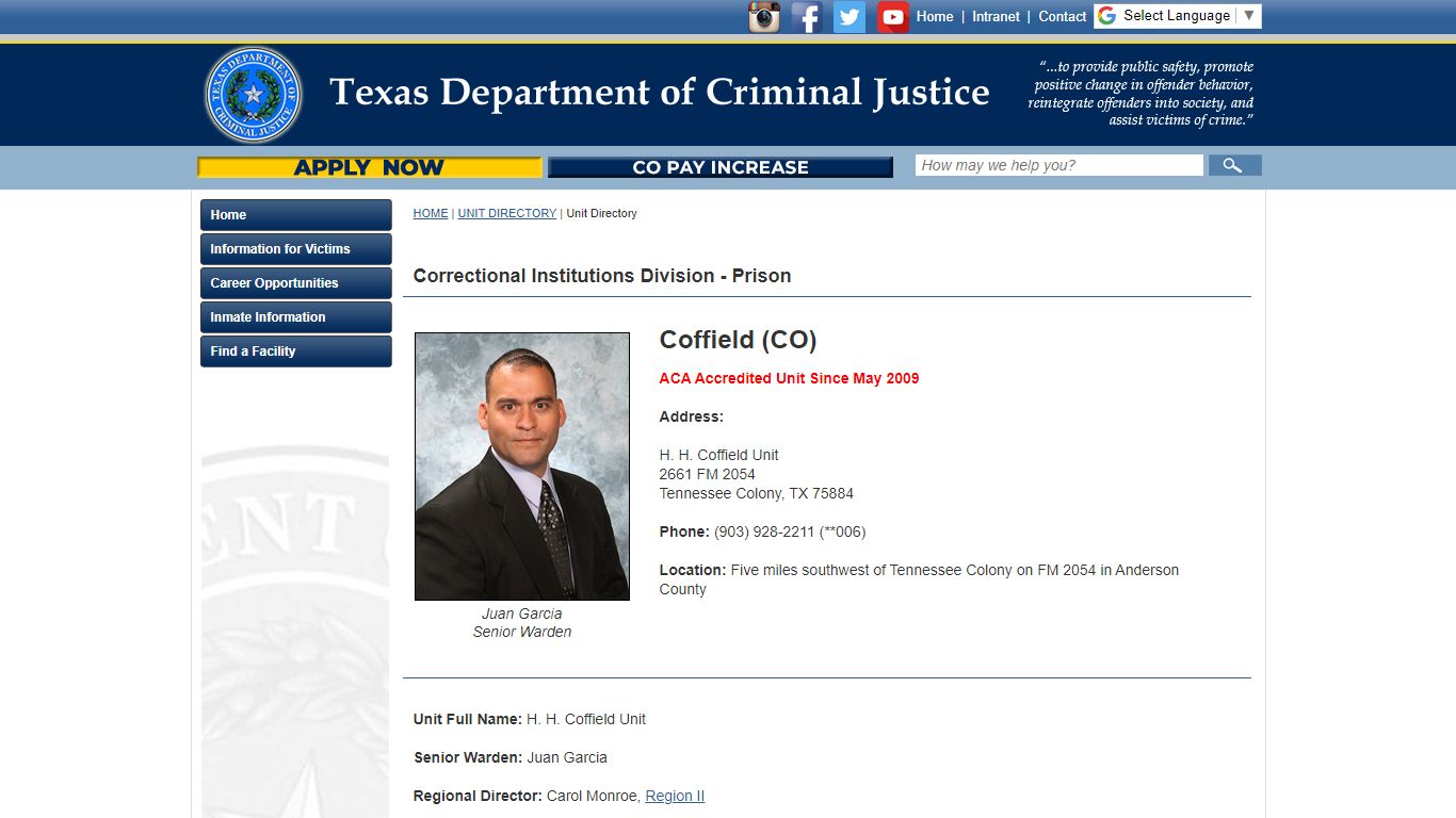Unit Directory - Texas Department of Criminal Justice